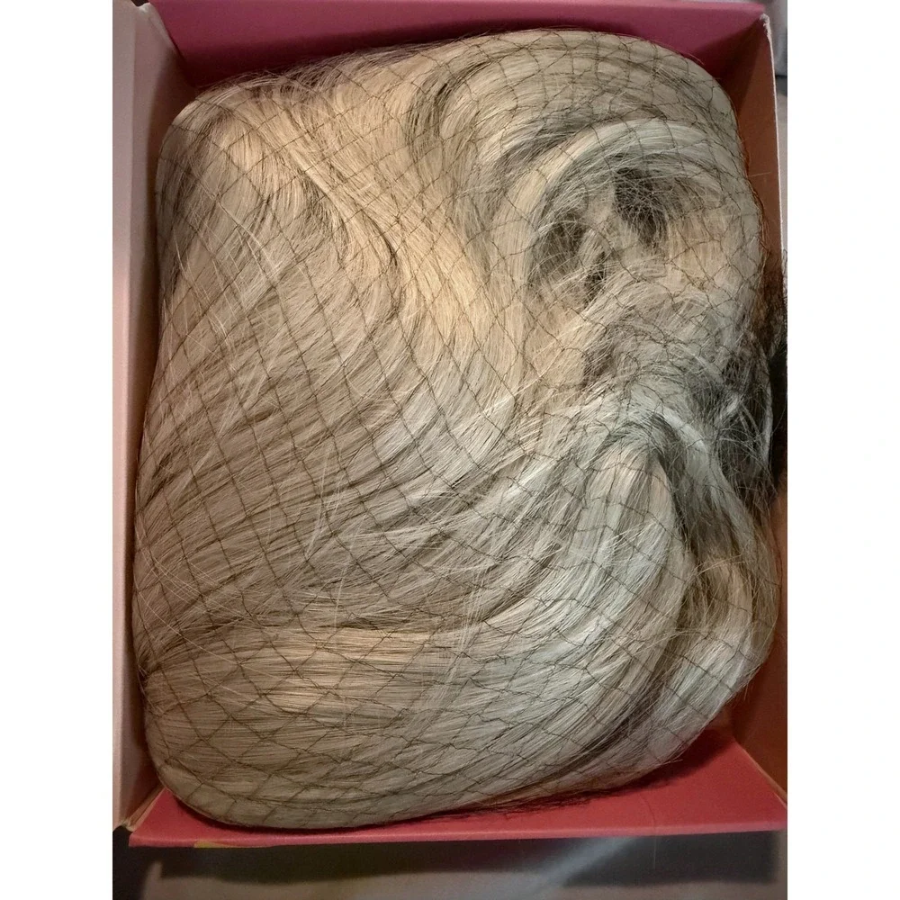 TYQ Hair Topper 14 Inch White Blonde 60/503 Synthetic Curly Wavy Clip In Bangs
